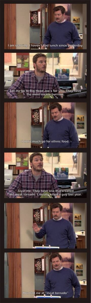 From the first episode of P&R that I ever watched, no wonder I was hooked right away