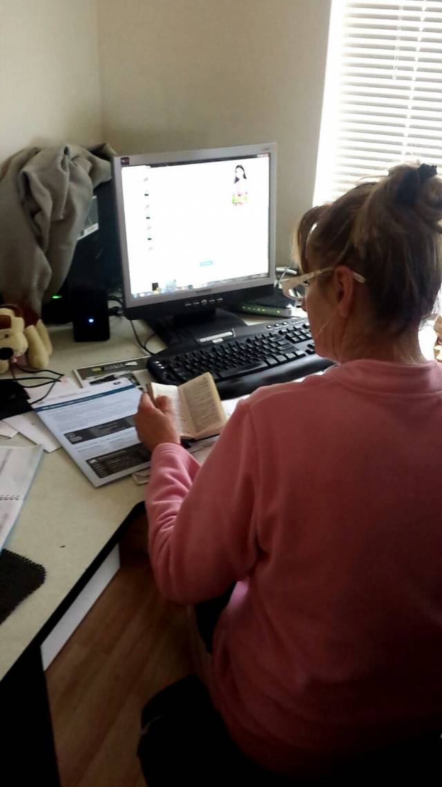She has Google right in front of her and still uses a dictionary. Bless her cotton socks.