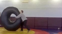 Nothing like a good old game of dodge the tire