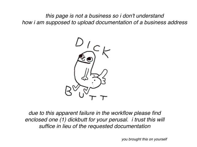 facebook insists i upload 'documentation of business address' for a sports team (not a business). i sent this instead