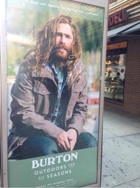 A strong argument could be made that this ad is for a homeless guy named Burton.
