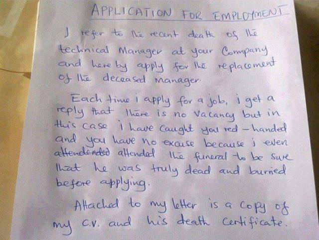 Application for employment