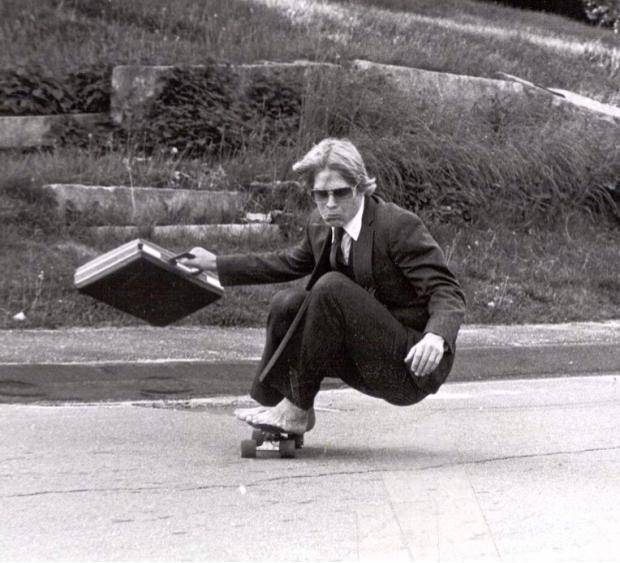 My dad skateboarding at Hyde school 1982. I think he was cooler than me.