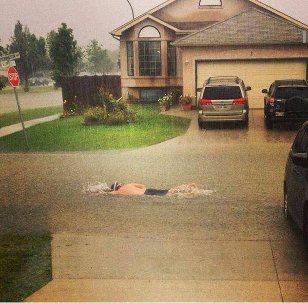 It rained a lot in Winnipeg today.