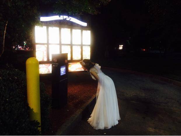 My drunk wife trying to order Taco Bell after the reception
