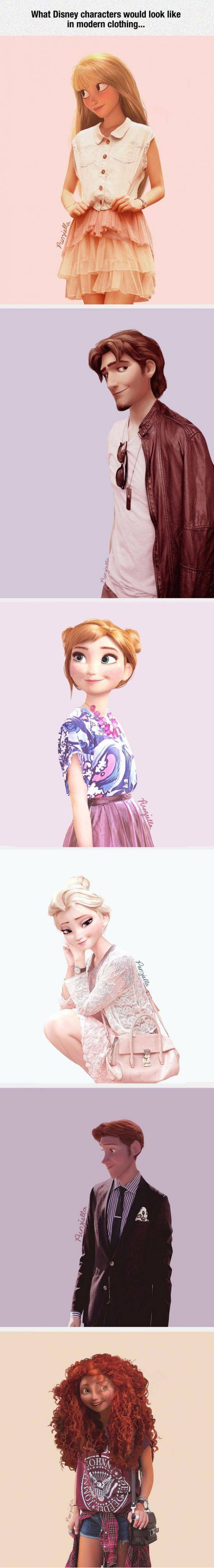 Disney characters in modern clothing