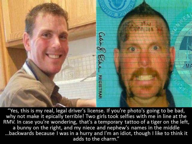 my friend decided to make his driver's license pic stand out
