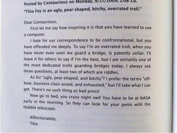 Tina Fey’s response to an Internet troll