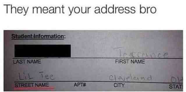 street name