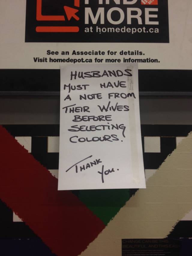 My local Home Depot had this sign up in their paint department.