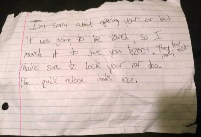 I drive a miata. Left the car parked with the top down. Come out to find the car moved 20 feet away.