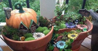 Brilliantly Creative Fairy Gardens Made Out Of Broken Pots