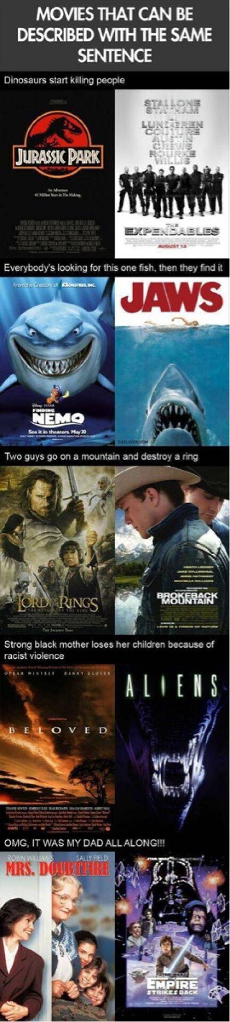 Movies that can be described with same sentence.