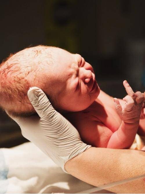 My daughter was not happy about being born.