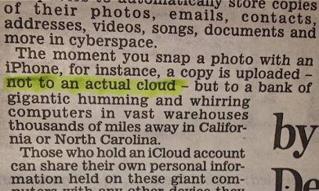 Daily Mail informs readers iCloud is not an actual cloud
