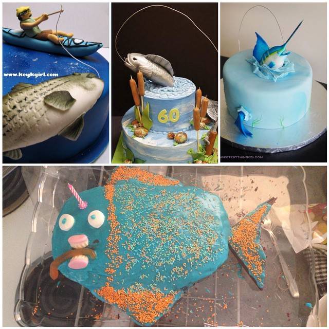 Thanks pinterest for all the fishing themed cake inspiration! I think I nailed it.