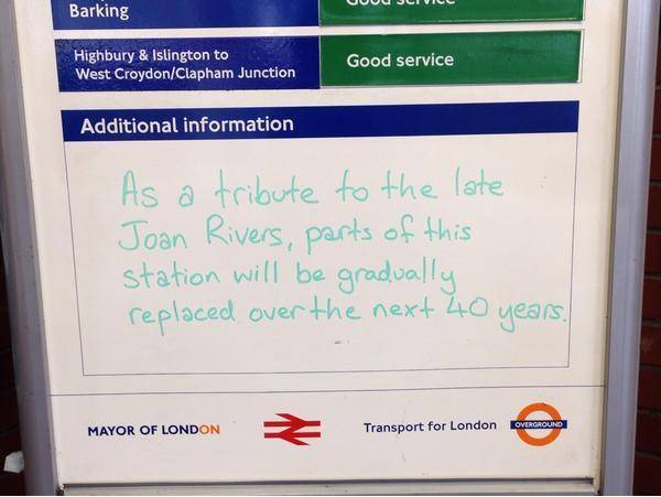 A London tube station’s tribute to Joan Rivers is just perfect