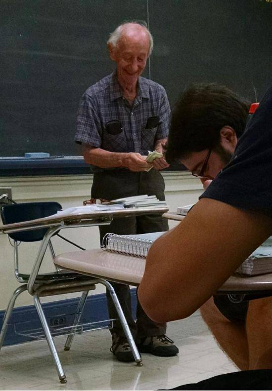 My teachers face after he made my class pay 40$ each for a book that only cost 25$.