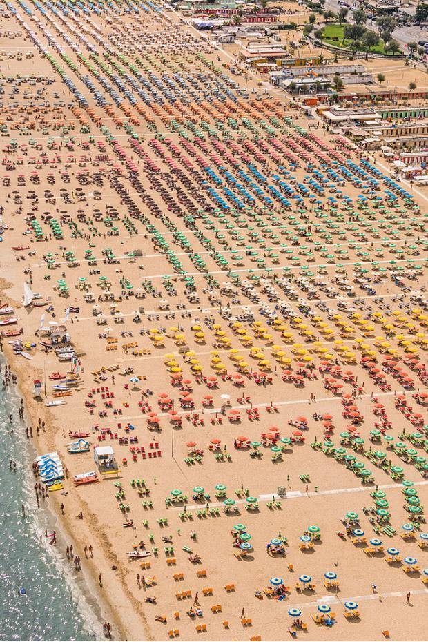 Aerial view of a beach in Italy