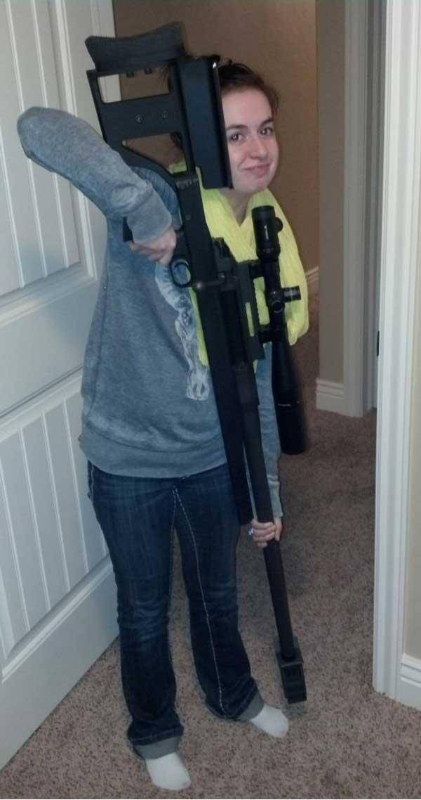 Armalite AR-50A1. Sister-in-law for scale.