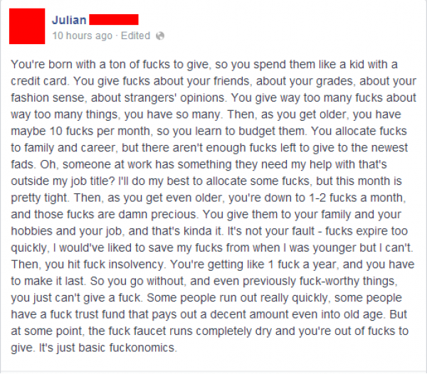 Found this on my Facebook feed today. Not sure if original or a parody... but it's beautiful.