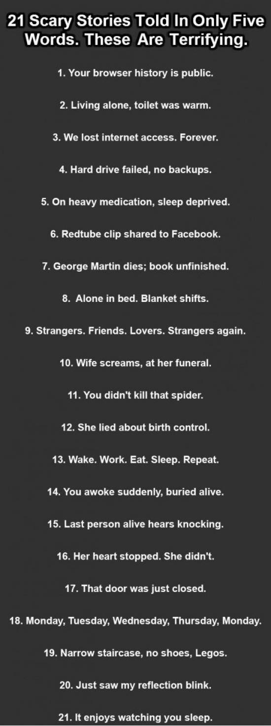 21 scary stories told in only 5 words
