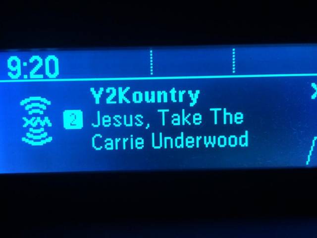 My husband's car seems to have a thing against Carrie Underwood