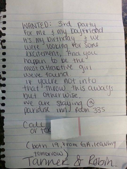 My friend got this note the other day....