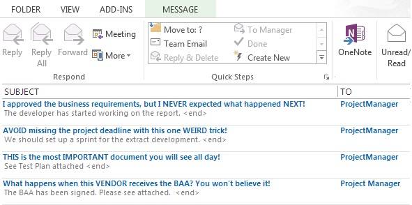 The stuff I send my manager