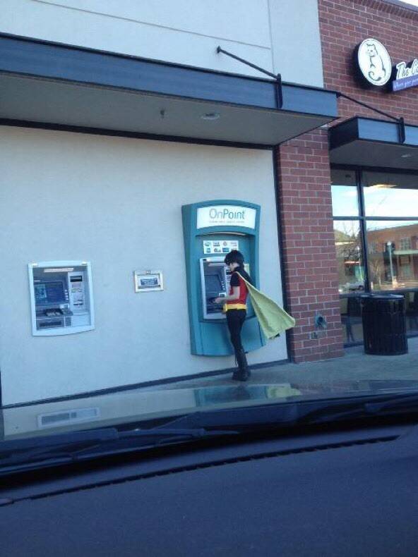 Saw a guy Robin the bank today