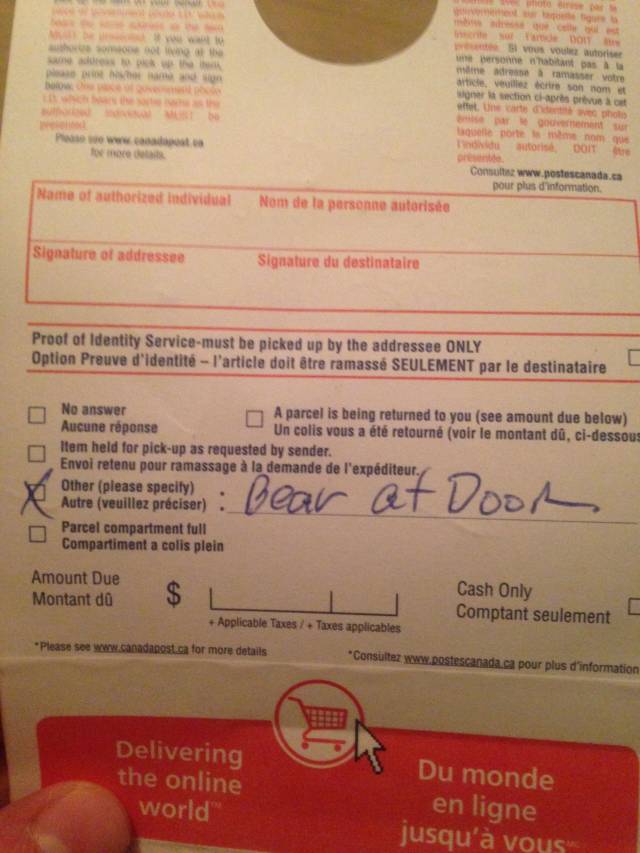 Ok fair enough - that's a decent reason to not drop the package off at my door