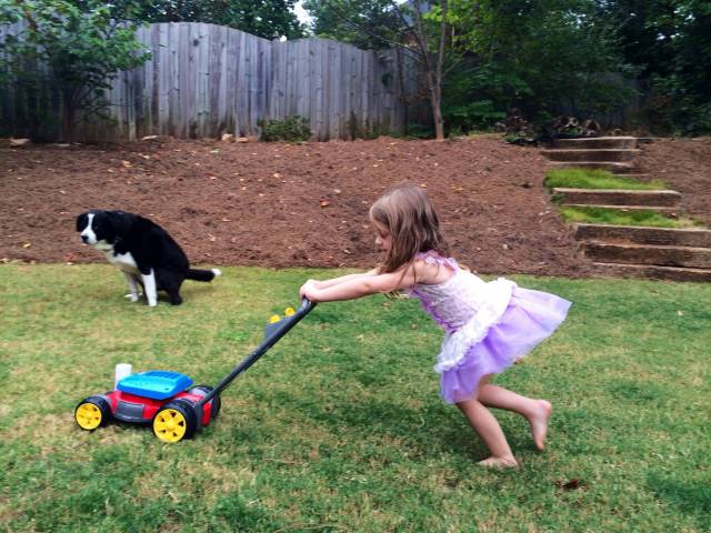 Getting my daughter to help in the yard