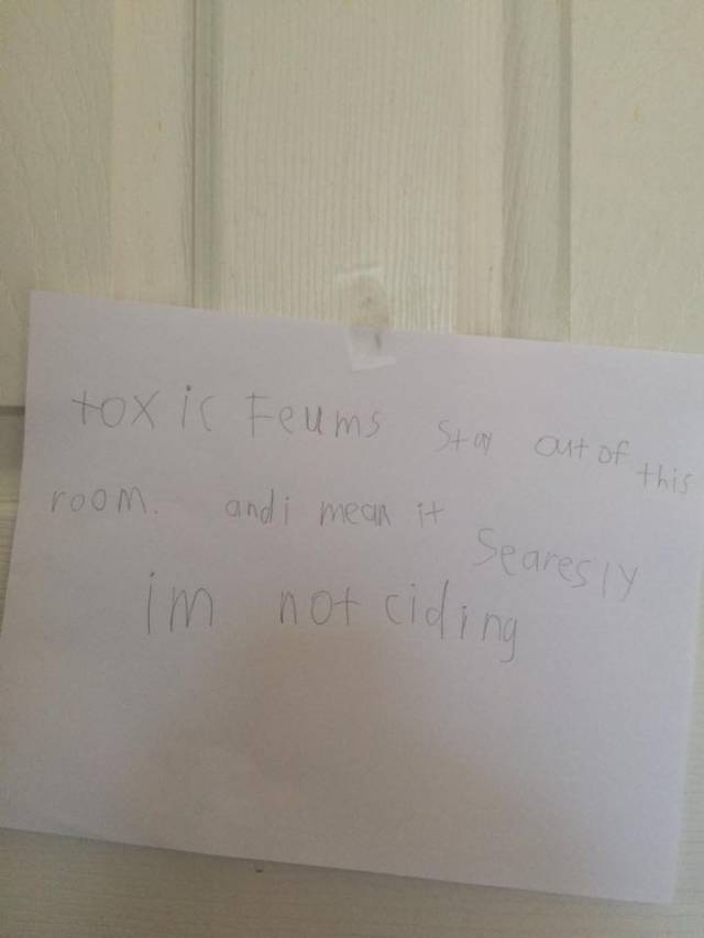 Found this on the bathroom door after my first-grader nephew was in there.