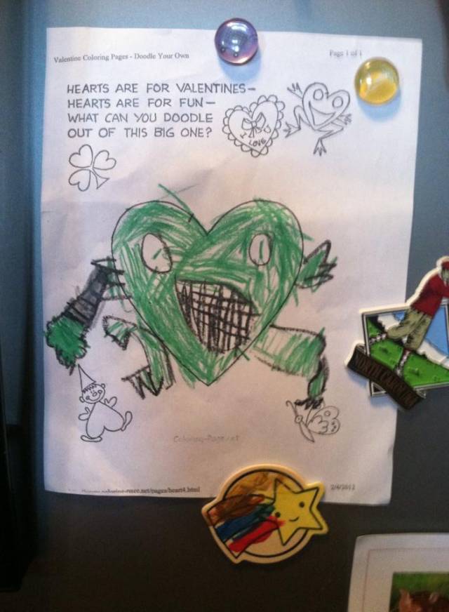 My 7 year old brother was supposed to color this heart for school last valentines day.