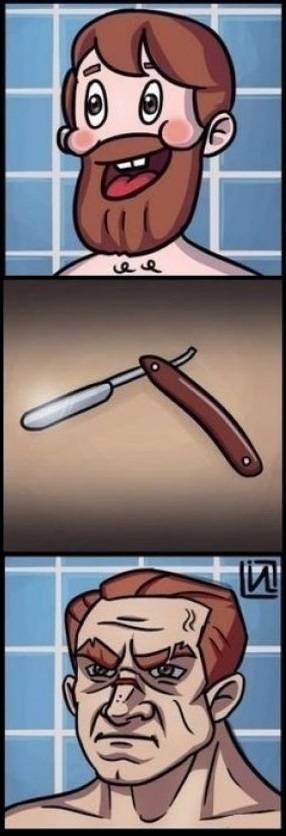 Shaving in a parallel universe.