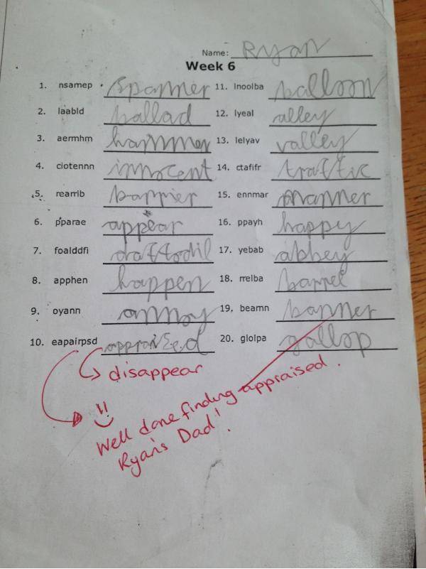 My son’s teacher is proud of me.
