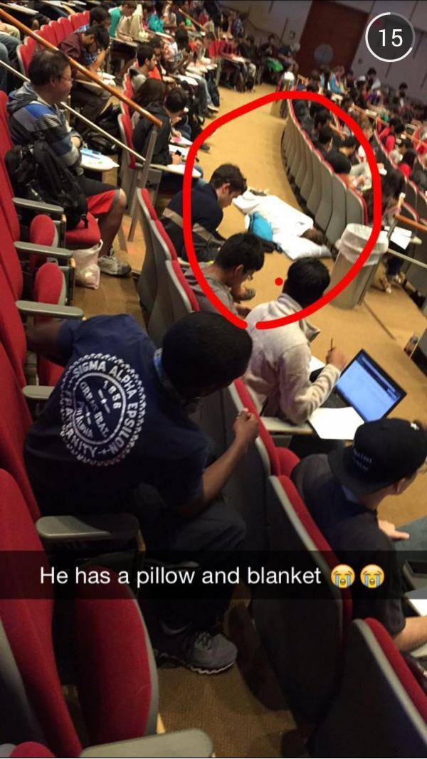 So my friend sent me a snap. That guy's semester must be awesome.