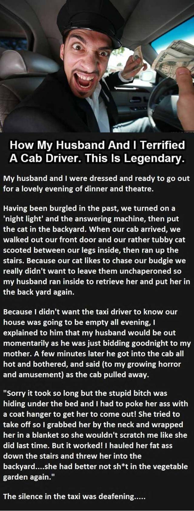 How My Husband And I Terrified A Cab Driver...