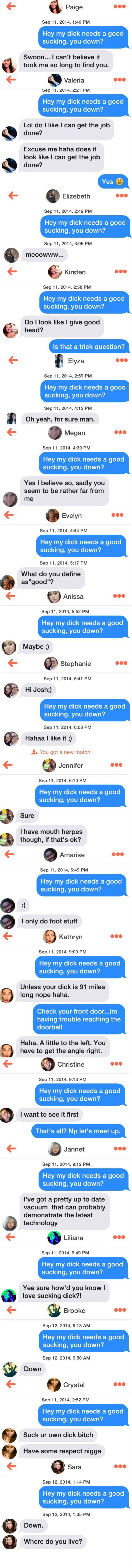 So friend decided to test people's responses on Tinder with this question...