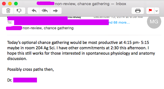 My university doesn't allow review sessions during finals week... This was my Anatomy professor's response.