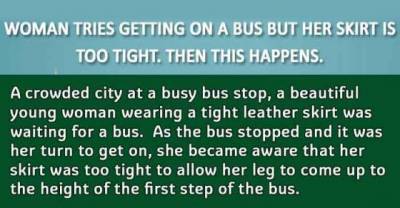 Man Picks Up Woman Who's Having A Hard Time Boarding The Bus.