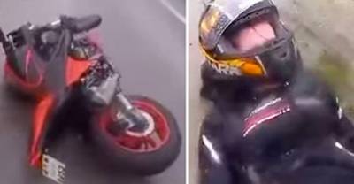 Driver Grabs and Protects Woman During a Motorcycle Crash