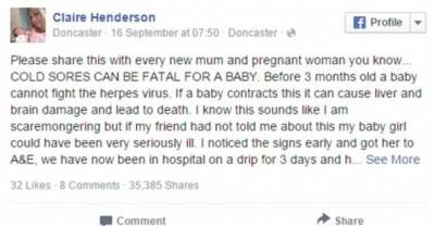 'Never Let Strangers Kiss Your Baby': Mother's Warning To Parents After Her Daughter Is Hospitalised With Near-fatal Cold Sores After A Peck On The Lips
