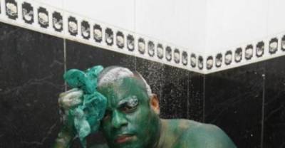 Man Paints Himself As The Incredible Hulk But Finds Out He Failed Horribly When The Paint Won't Wash Off.