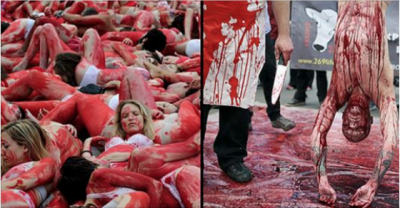 260 Activists Cover Themselves In &lsquo;Blood&rsquo; And Enact Human Slaughter On Streets Of Paris