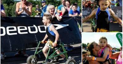 Physically Challenged 8-Year-Old Climbs Every Mountain To Complete Triathlon!