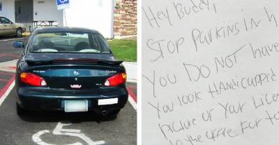 After Leaving An Angry Note On A Disabled Veterans Vehicle Parked In Handicap Spot This Guy Is Roasted!