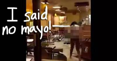 Wtf! Woman Accused Of Taking Clothes Off, Trashing Subway Restuarant!