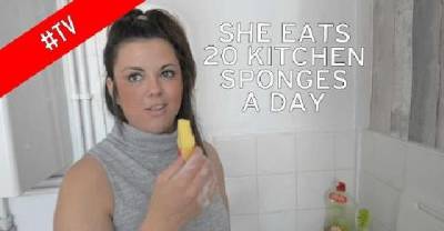 Young Woman Eats 20 Kitchen Sponges A Day - And Prefers Apple Fairy Liquid Flavor Soap