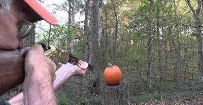 Man &lsquo;Carves&rsquo; A Pumpkin With His Rifle